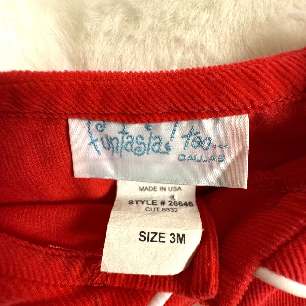 Vintage Funtasia Too Dallas 3 Mo Red 100% Cotton Made in USA One Piece Christmas - Picture 4 of 9